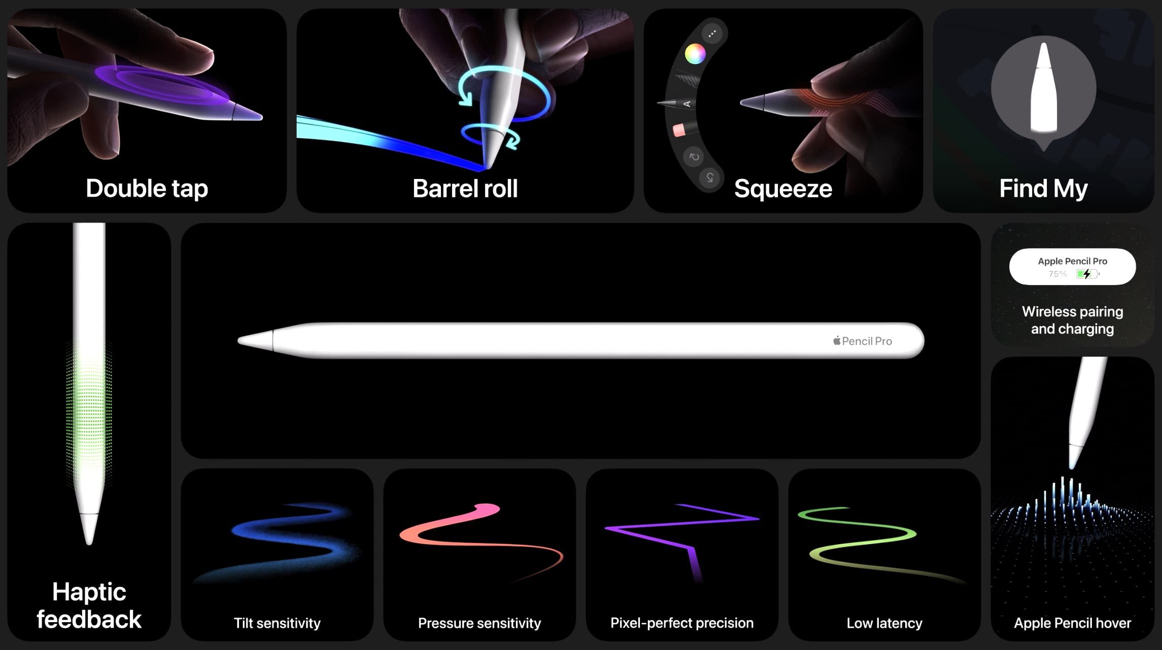 Apple Pencil Pro выходит с жестом сжатия и поворота, а также поддержкой Find My